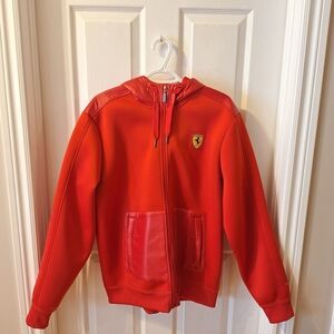Ferrari Men's Red Zip-Up Sweater